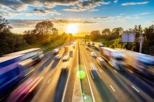 Highway with speeding traffic